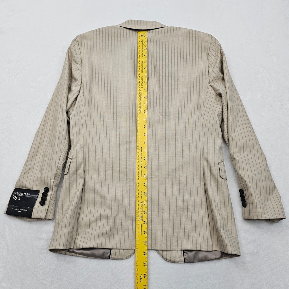 Banana Republic Suit Mens 38S 34x28 Beige Pinstripe Tailored Fit 2pc Wedding NEW - Picture 14 of 16